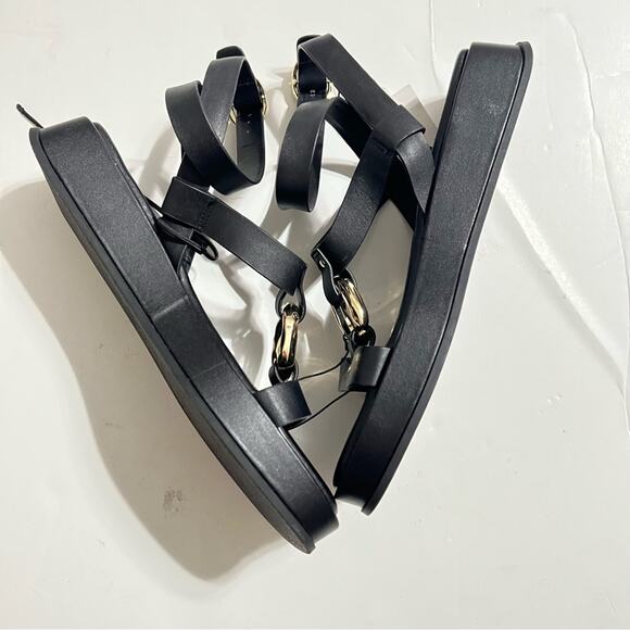 Zara Black Sandals with Gold Buckle - Picture 13 of 15